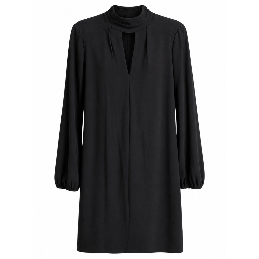 WHBM Black Shift Dress 6P NWT Balloon Sleeve Clean Girl Quiet Luxury Office $110